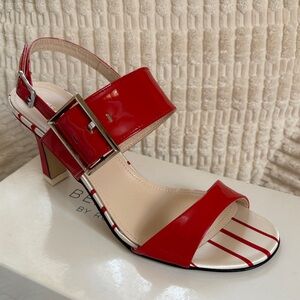 BEAUTIISOLES BY ROBIN SHREIBER SANDALS SIZE 9,MODEL MARILYN COLOR RED.